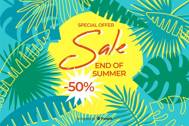End of summer sales background Free Vector