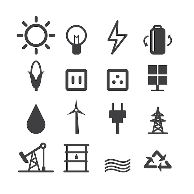 Premium Vector | Energy icon set