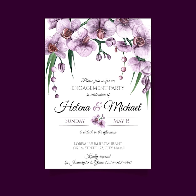 free-vector-engagement-card-template-with-floral-elements