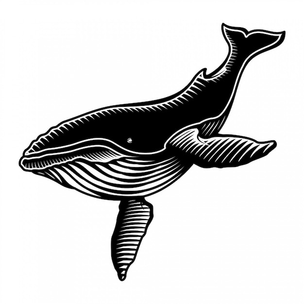 彫刻スタイルのザトウクジラのイラスト プレミアムベクター