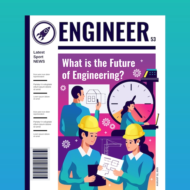 Free Vector | Engineer magazine cover