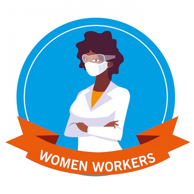 Download Engineer woman with mask and glasses vector design ...