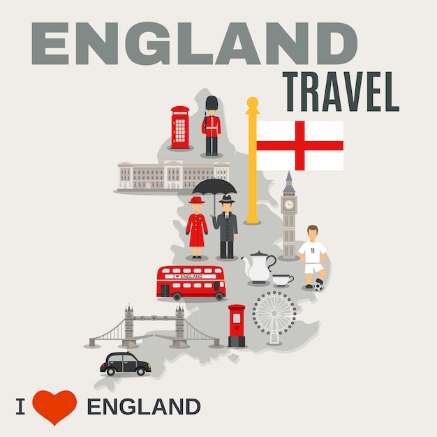 旅行者のポスターのためのイングランド文化 無料のベクター