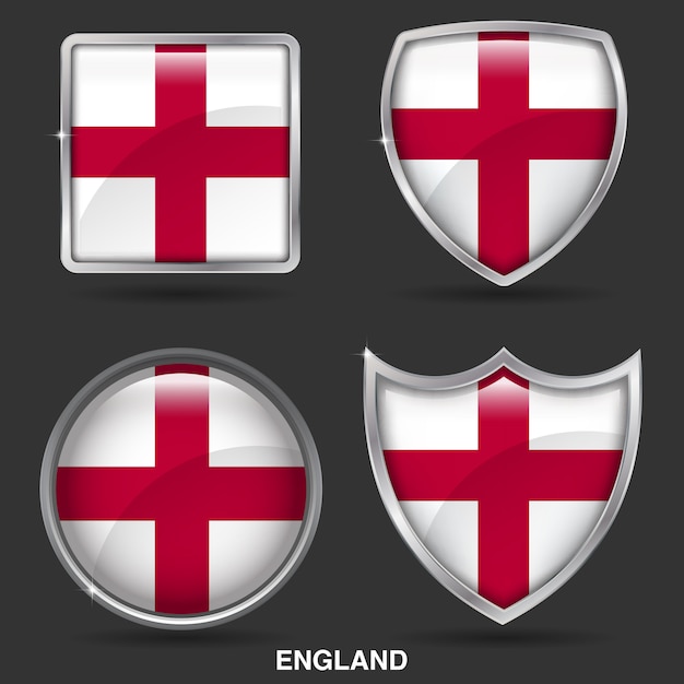Download England flags in 4 shape icon Vector | Premium Download