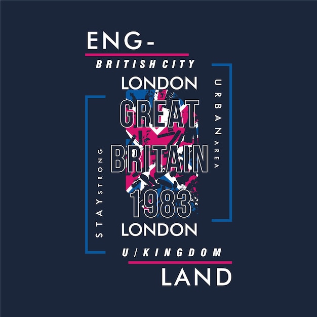 Premium Vector | England text frame typography with flag background ...
