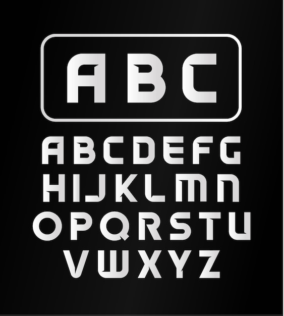 英語のアルファベット 書体 モダンなフォント シンプルな装飾的な太字 プレミアムベクター