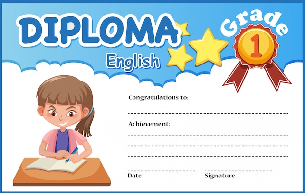 Premium Vector | English diploma certificate template