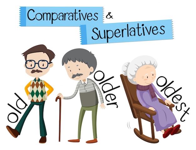 Premium Vector English Grammar For Comparatives And Superlatives With Word Old