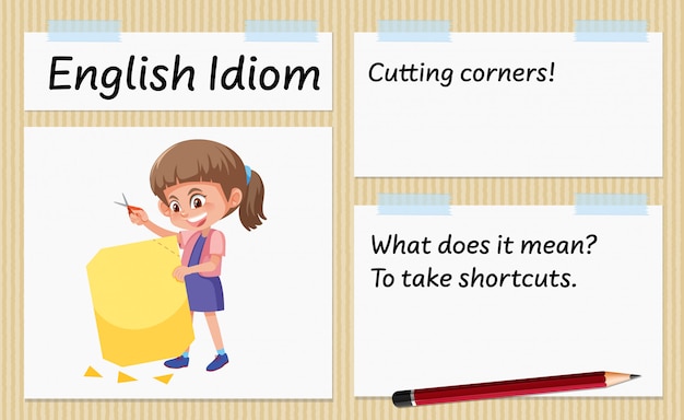 premium-vector-english-idiom-cutting-corners-template