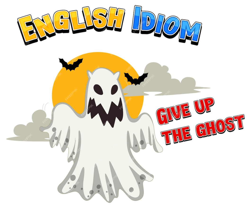 free-vector-english-idiom-with-picture-description-for-give-up-the-ghost