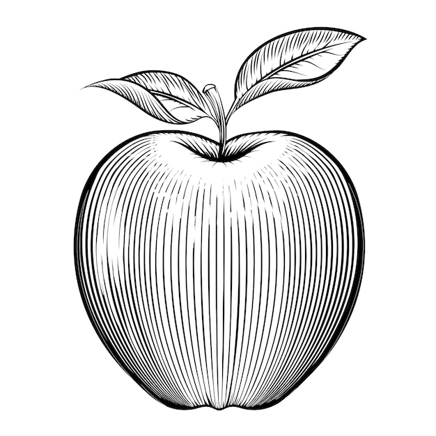 リンゴの彫刻 ベジタリアンと自然 葉と健康 無料のベクター