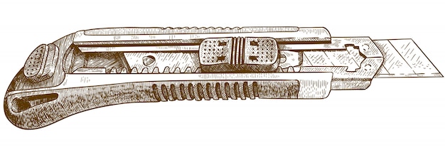ペンナイフまたはカッターナイフの彫刻図面 プレミアムベクター