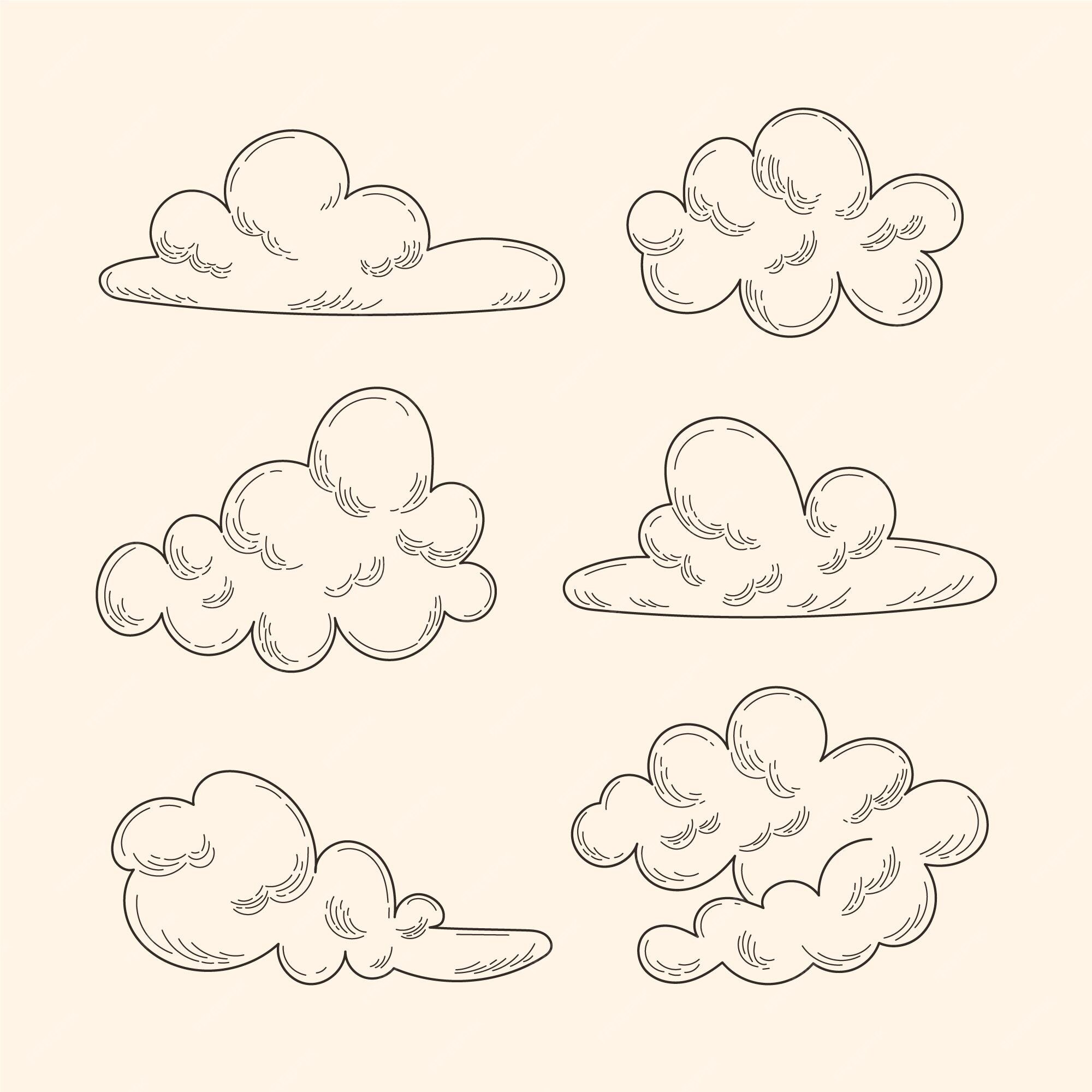 Free Vector | Engraving hand drawn clouds collection