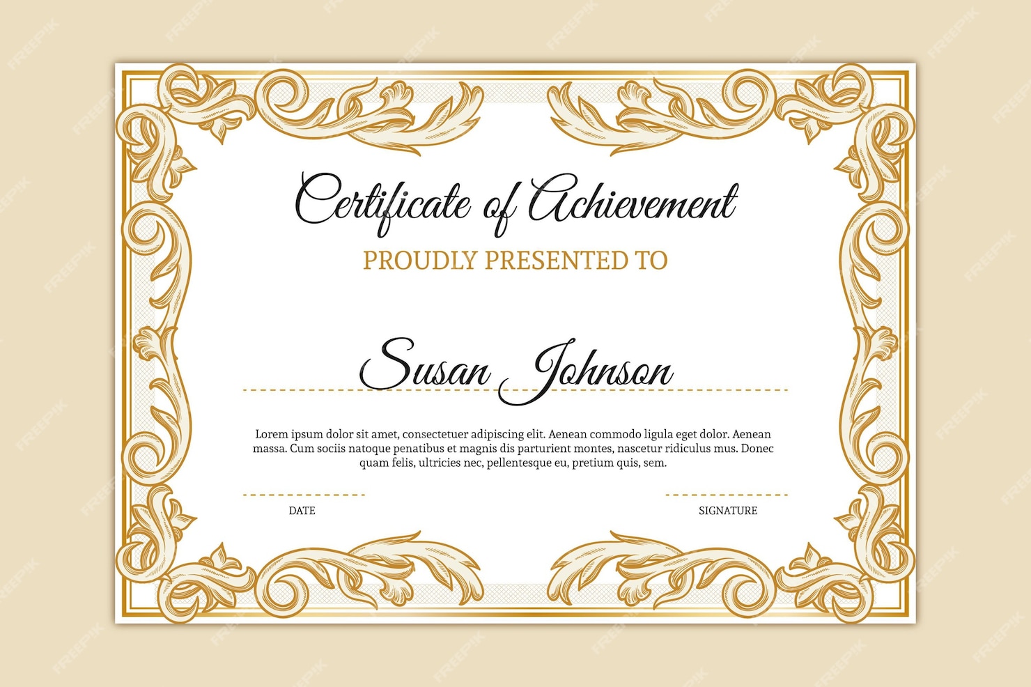 Free Vector | Engraving hand drawn ornamental certificate template