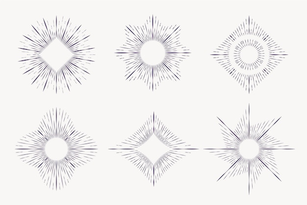 Free Vector Engraving Hand Drawn Sunbursts Collection