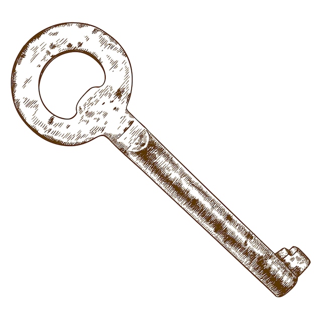 Engraving illustration of old key Premium Vector