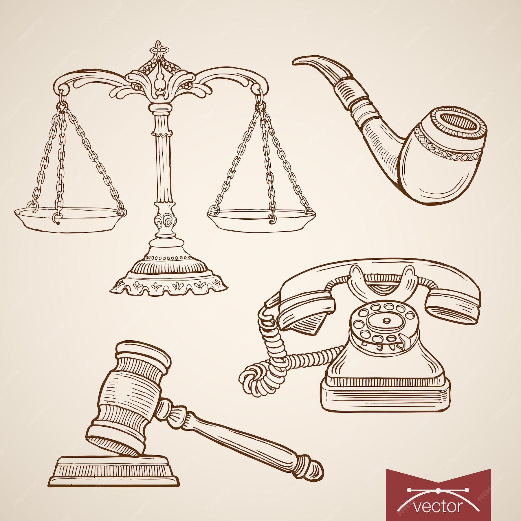 Premium Vector Engraving vintage hand drawn law and justice