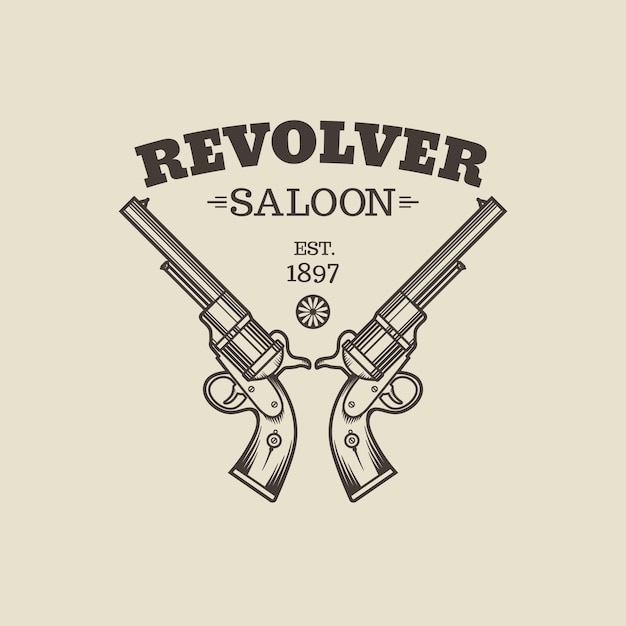 Download Engraving western revolvers. vintage style illustration | Premium Vector