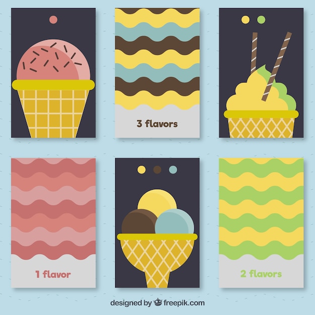 Enjoyable ice-creams with waves lines\
cards