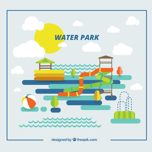 Enjoyable water park in flat design