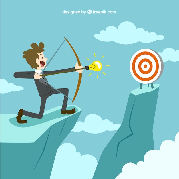 Premium Vector | Entrepreneur trying to hit the target