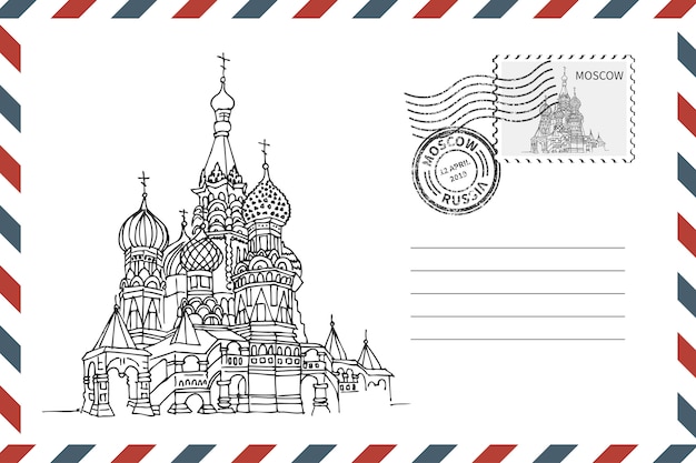 Envelope with hand drawn coliseum Premium Vector
