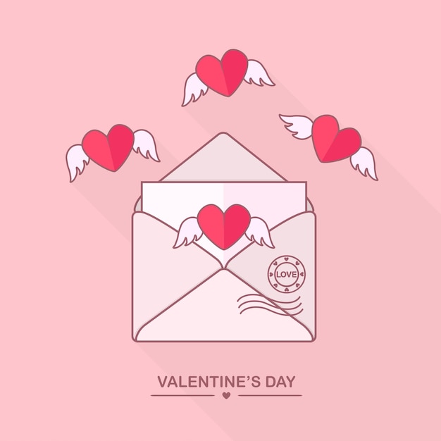 Premium Vector Envelope With Love Message Open Letter With Flying Hearts Happy Valentines Day 4358