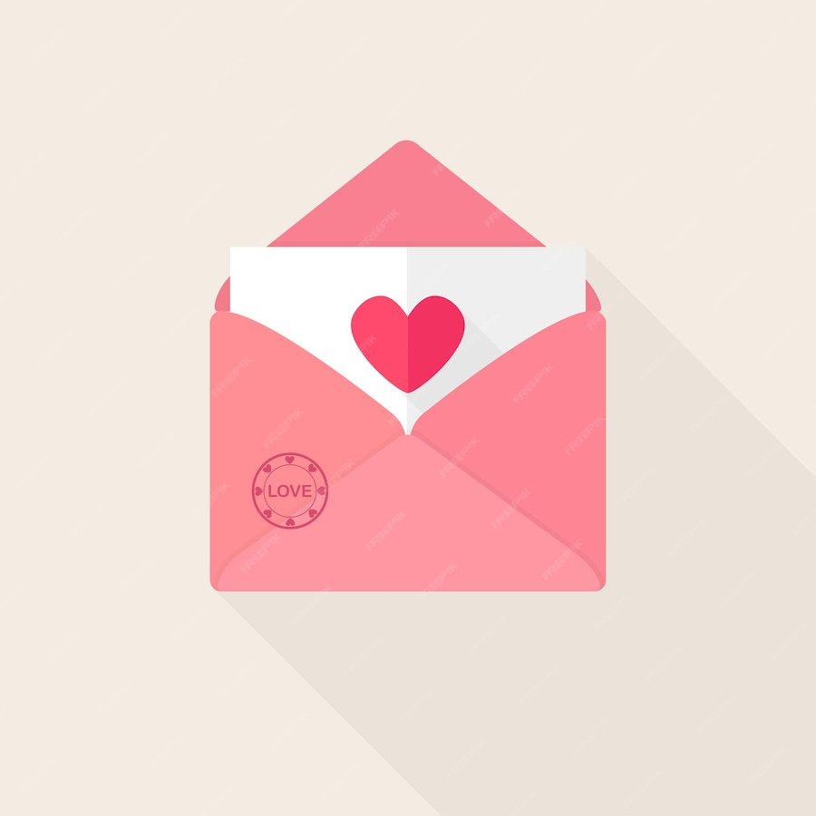 Premium Vector | Envelope with love message, open letter with heart ...