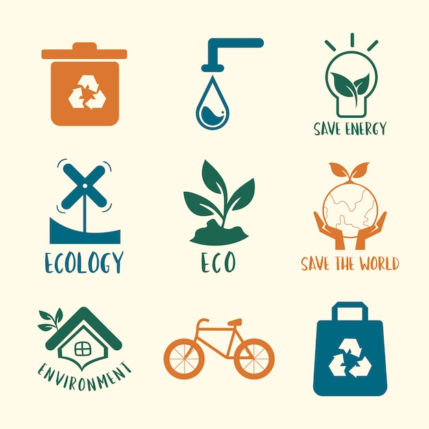 Environmental conservation symbol set illustration | Free Vector