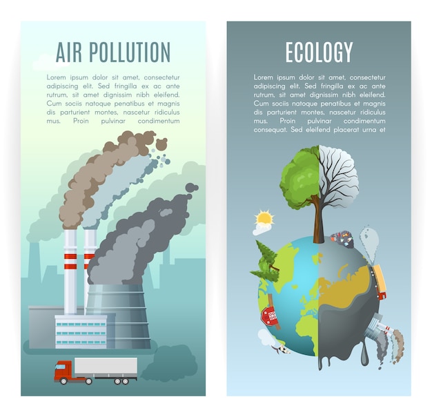 Free Vector | Environmental Pollution Vertical Banners