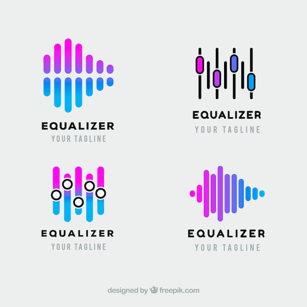 Free Vector | Equalizer logo collection with flat design