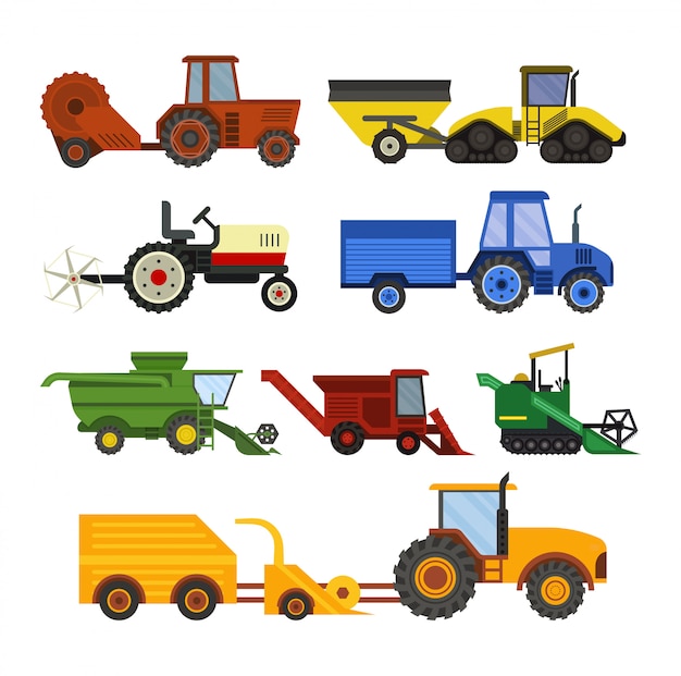 Premium Vector | Equipment farm for agriculture machinery harvester