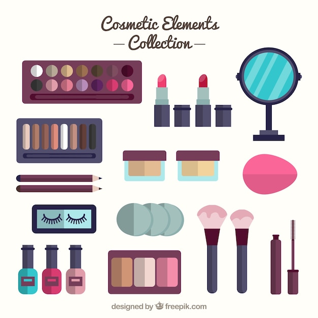 Equipment in flat design with beauty
products