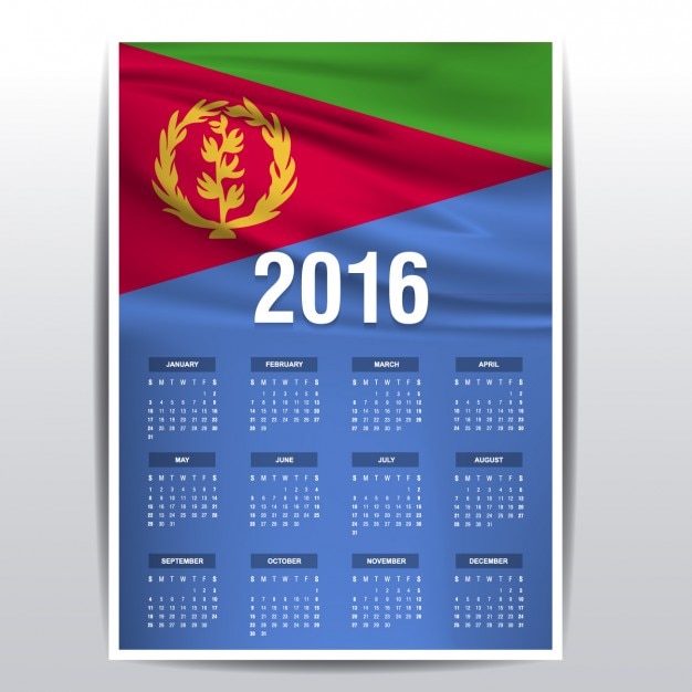 Free Vector Eritrea calendar of 2016