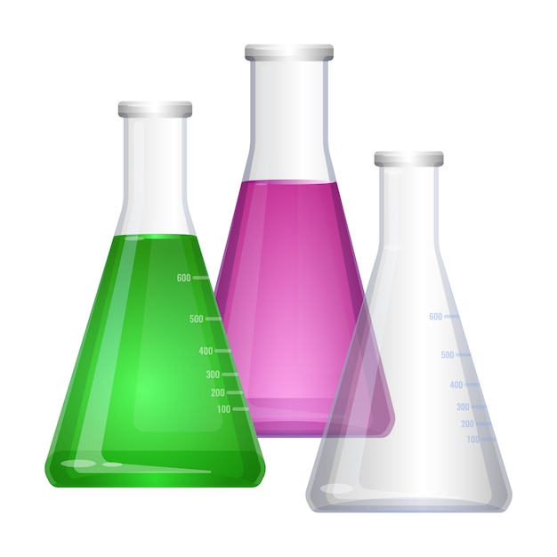 Premium Vector | Erlenmeyer conical, flat-bottomed laboratory flask
