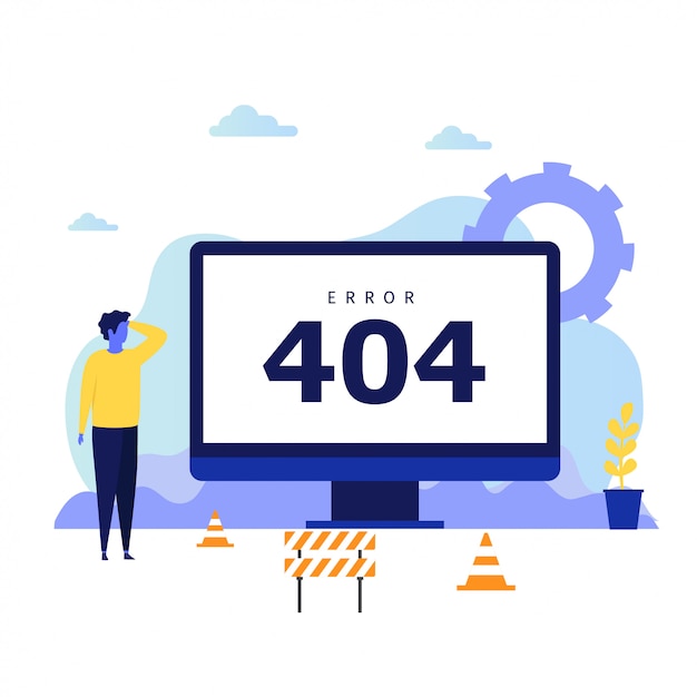 Error 404 concept design for landing page Premium Vector