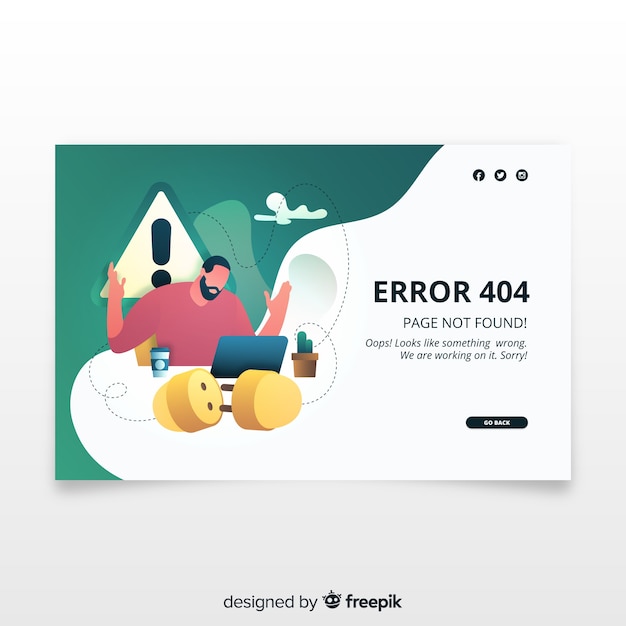 Error 404 concept for landing page Free Vector