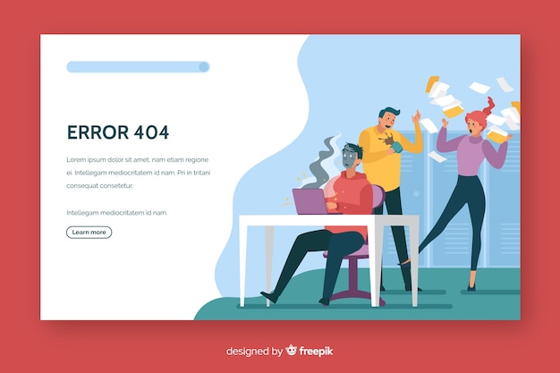 Error 404 landing page flat design Free Vector