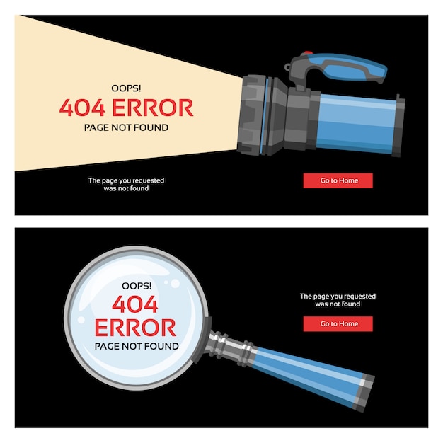 Error 404 page  internet problem web warning message webpage not found illustration set of erroneous