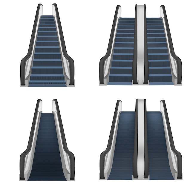Download Escalator elevator stairs lift mockup set. realistic illustration of 4 escalator elevator stairs ...