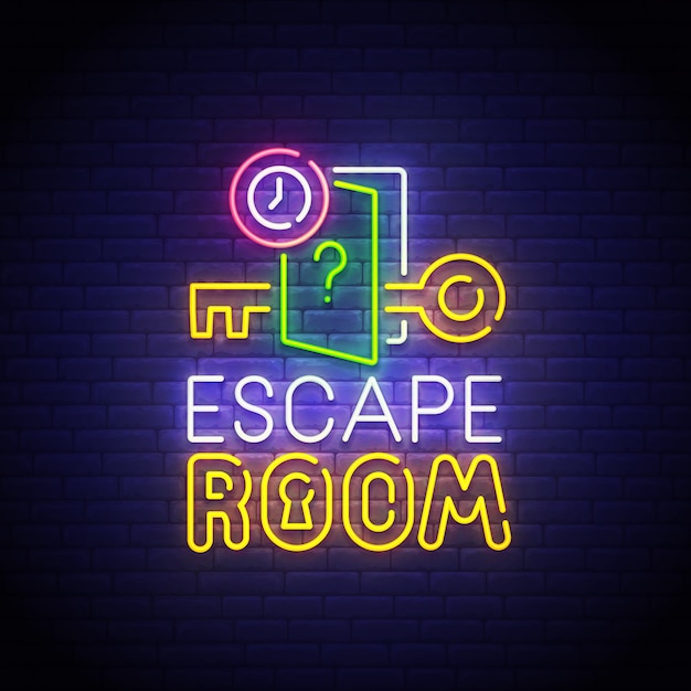 Premium Vector | Escape room neon sign