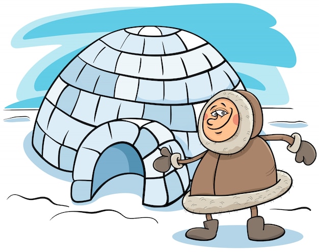 Premium Vector | Eskimo with igloo cartoon illustration