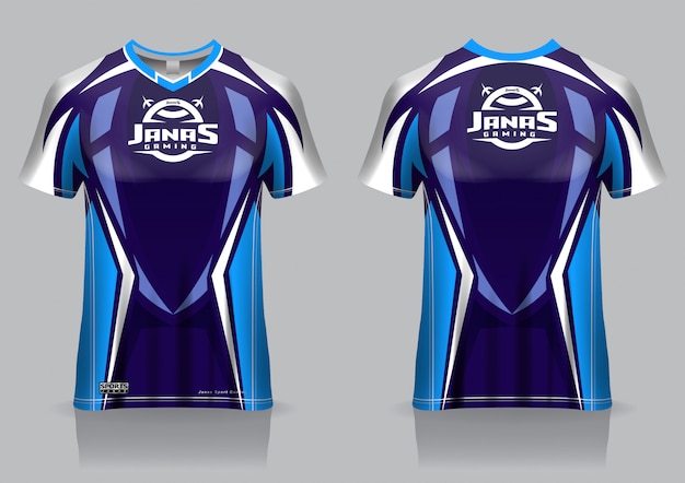 Download Esport gaming t shirt jersey template, uniform, front and back view | Premium Vector