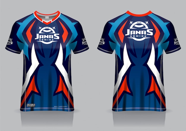 Download Esport gaming t shirt jersey template, uniform, front and back view | Premium Vector