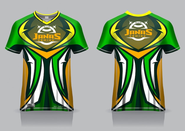 Premium Vector | Esport gaming t shirt jersey template, uniform, front and back view