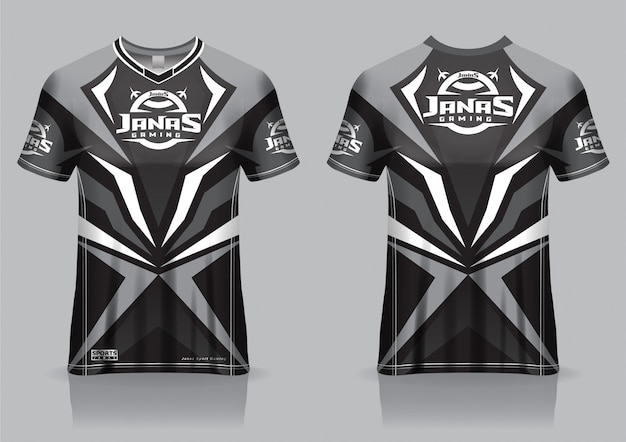 Premium Vector | Esport gaming t shirt jersey template, uniform, front and back view
