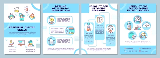 Premium Vector | Essential digital skills brochure template. using ict ...