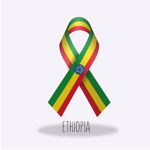 Download Ethiopia flag ribbon design | Free Vector