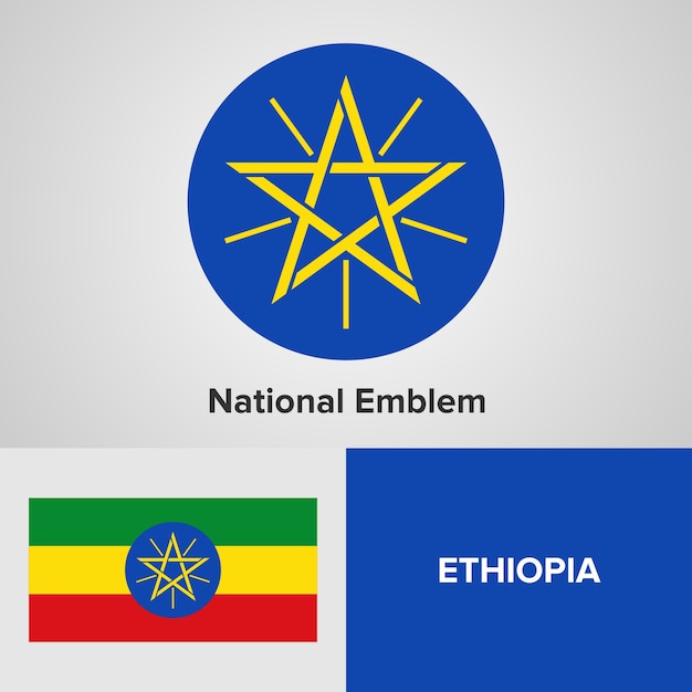 エチオピアの国旗と旗 プレミアムベクター