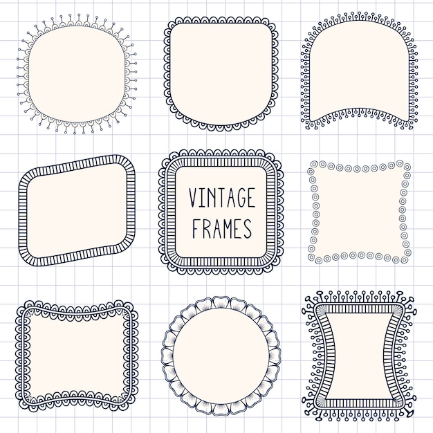 Download Ethnic hand drawn vector line border set and hipster ...